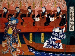 Shiki no Nagame Maru-ni-I no Toshi, Toshi Schauspieler, Szene aus Die vier Jahreszeiten von Utagawa Kunisada