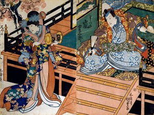 Shiki no Nagame Maru-ni-I no Toshi, Toshi-Schauspieler, Szene aus Die vier Jahreszeiten von Utagawa Kunisada