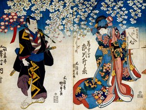 Shiki no Nagame Maru-ni-I no Toshi, Toshi-Schauspieler, Szene aus Die vier Jahreszeiten von Utagawa Kunisada