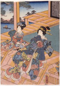 Zwei Damen auf einer Terrasse von Utagawa (1786 1865) Kunisada