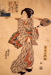 Frau mit einem starren Fächer von Utagawa Kunisada