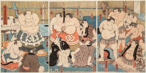 Kampf der Sumo-Ringer Shitaky Beya und Hidenoyama