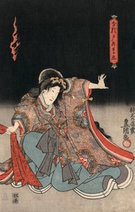 Ukiyo-e Druck eines Schauspielers in einer Frauenrolle von Kunisada von Utagawa Kunisada