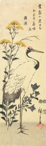 Patrinia, Chinesische Glockenblume und ein Kranich, März 1853 von Utagawa Hiroshige