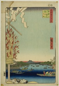 Asakusa-Fluss, Große Uferpromenade, Miyato-Fluss (Asakusagawa Okawabata Miyatogawa), aus der Serie "Hundert berühmte Ansichten von Edo (Meisho Edo hyakkei)"
