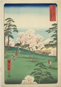 Asuka-Hügel in der östlichen Hauptstadt, aus der Serie "Sechsunddreißig Ansichten des Berges Fuji" von Utagawa Hiroshige