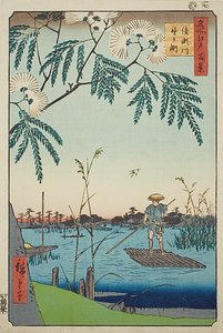 Ayase-Fluss und Kanegafuchi, Nr. 63 aus der Serie "Hundert berühmte Ansichten von Edo" von Utagawa Hiroshige