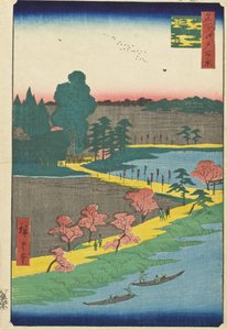Azuma-Schrein und die verschlungenen Kampferbäume von Utagawa Hiroshige