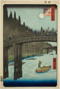 Bambushöfe und Kyo-Brücke (Kyobashi Takegashi), aus der Serie "Hundert berühmte Ansichten von Edo (Meisho Edo hyakkei)" von Utagawa Hiroshige