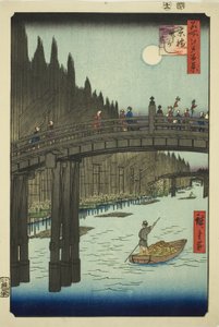 Bambushöfe und Kyo-Brücke, aus der Serie "Hundert berühmte Ansichten von Edo (Meisho Edo hyakkei)" von Utagawa Hiroshige