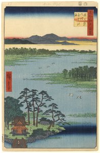Benten-Schrein, Inokashira-Teich, Nr. 87 aus Einhundert berühmte Ansichten von Edo, 1856 von Utagawa Hiroshige