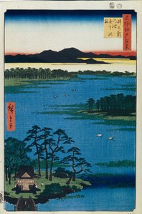 Benten-Schrein am Inokashira-Teich. Einhundert berühmte Ansichten von Edo, ca. 1858 von Utagawa Hiroshige