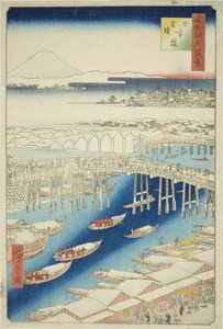 Klares Wetter nach Schnee an der Nihon-Brücke (Nihonbashi yukibare), aus der Serie "Hundert berühmte Ansichten von Edo (Meisho Edo hyakkei)"