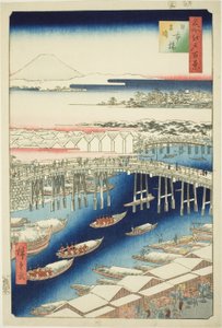 Klares Wetter nach Schnee an der Nihon-Brücke (Nihonbashi yukibare), aus der Serie "Hundert berühmte Ansichten von Edo (Meisho Edo hyakkei)" von Utagawa Hiroshige