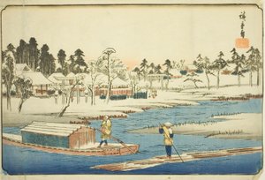 Klares Wetter nach Schnee in Massaki (Massaki yukibare no zu), aus der Serie "Berühmte Orte in der östlichen Hauptstadt (Toto meisho)" von Utagawa Hiroshige