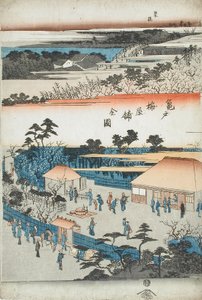 Gesamtansicht des Pflaumenanwesens von Kameido von Utagawa Hiroshige
