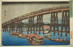 Abkühlung an der Ryogoku-Brücke (Ryogokubashi noryo), aus der Serie "Berühmte Orte in Edo (Koto meisho)"