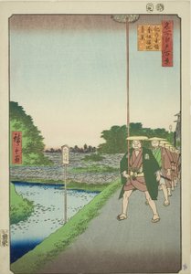 Fernsicht auf das Akasaka-Reservoir vom Kinokuni-Hang, aus der Serie "Hundert berühmte Ansichten von Edo"