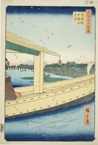 Fernsicht auf die Azuma-Brücke und den Kinryuzan-Tempel, aus der Serie "Hundert berühmte Ansichten von Edo" von Utagawa Hiroshige