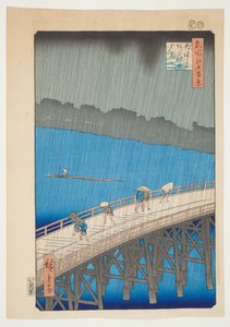 Regenschauer an der Ohashi-Brücke, Atake, aus der Serie "Hundert berühmte Ansichten von Edo" von Utagawa Hiroshige