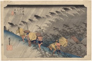 Starkregen bei Shono (Station 46) aus der Serie Dreiundfünfzig Stationen des Tokaido von Utagawa Hiroshige