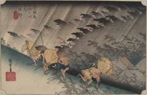 Regen bei Shono, aus der Serie Dreiundfünfzig Stationen des Tokaido von Utagawa Hiroshige