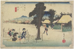 Trocknen von Kürbisspänen, Minakuchi, ca. 1833