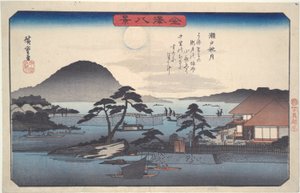 Acht Ansichten von Kanazawa #3: Herbstmond in Seto von Utagawa Hiroshige