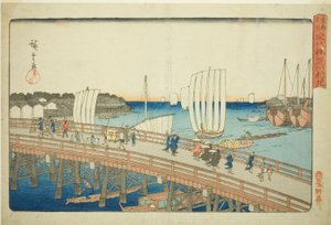 Eitai-Brücke und neues Land in Fukagawa, aus der Serie "Berühmte Orte in der östlichen Hauptstadt"