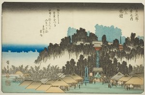 Abendglocke in Ikegami (Ikegami no bansho), aus der Serie "Acht Ansichten in der Umgebung von Edo (Edo kinko hakkei no uchi)"
