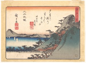 Abendglocke am Miidera-Tempel, aus der Serie Acht Ansichten von Ōmi (Ōmi hakkei) von Utagawa Hiroshige