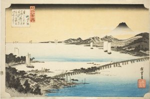 Abendglühen an der Seta-Brücke (Seta no sekisho), aus der Serie "Acht Ansichten von Omi (Omi hakkei no uchi)"