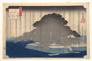 Abendregen bei Karasaki, Kiefer von Utagawa Hiroshige