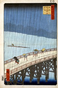 Abendregen bei Atake und die große Brücke, 1856-1858 von Utagawa Hiroshige