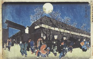 Berühmte Orte der östlichen Hauptstadt: Kirschblüten im Mondlicht in Yoshiwara von Utagawa Hiroshige