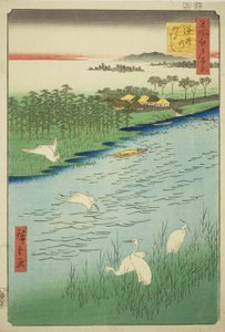 Fährüberfahrt bei Sakasai (Sakasai no watashi), aus der Serie "Hundert berühmte Ansichten von Edo (Meisho Edo hyakkei)"