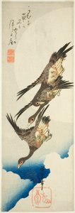 Fliegende Gänse und Vollmond von Utagawa Hiroshige