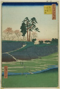 Goten-Hügel in Shinagawa, aus der Serie „Hundert berühmte Ansichten von Edo“ von Utagawa Hiroshige