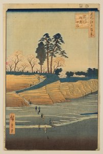 Gotenyama in Shinagawa, aus der Serie „Hundert berühmte Ansichten von Edo“ von Utagawa Hiroshige