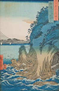 Grotten auf der Insel Enoshima in der Provinz Sagami / Sagami Enoshima Iwaya no kuchi, Tafel 15. aus der Serie: Ansichten berühmter Orte in sechzig und einigen Provinzen / Rokuju yoshu meisho zue