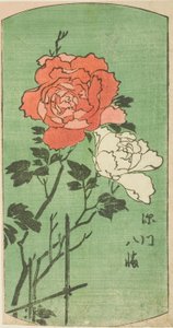 Hachiman-Schrein in Fukagawa (Fukagawa Hachiman), Abschnitt eines Blattes aus der Serie "Ausschnitte berühmter Orte in Edo (Edo meisho harimaze zue)" von Utagawa Hiroshige