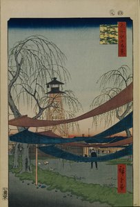 Hatsune-Reitplatz in Bakuro-cho, Einhundert berühmte Ansichten von Edo von Utagawa Hiroshige