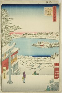 Hügelblick vom Yushima Tenjin Schrein (Yushima Tenjin sakaue tenbo), aus der Serie "Hundert berühmte Ansichten von Edo (Meisho Edo hyakkei)"