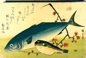 Hiroshige Ein Schwarm Fische Fugu Gelbschwanz