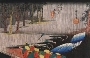 Daimyo-Prozession überquert eine Brücke