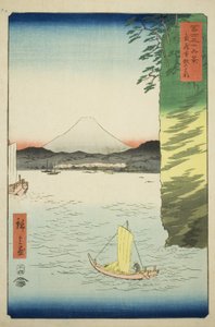 Honmoku in der Provinz Musashi, aus der Serie "Sechsunddreißig Ansichten des Berges Fuji" von Utagawa Hiroshige