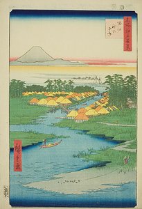 Horie und Nekozane, Nr. 96 aus der Serie "Hundert berühmte Ansichten von Edo" von Utagawa Hiroshige