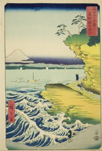 Hota-Strand in der Provinz Awa (Boshu Hota no kaigan), aus der Serie "Sechsunddreißig Ansichten des Berges Fuji (Fuji sanjurokkei)" von Utagawa Hiroshige