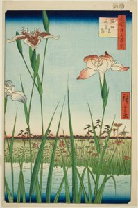 Schwertlilien bei Horikiri, aus der Serie "Hundert berühmte Ansichten von Edo" von Utagawa Hiroshige
