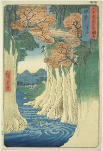 Provinz Kai: Affenbrücke (Kai, Saruhashi), aus der Serie "Berühmte Orte in den sechzig Provinzen (Rokujuyoshu meisho zue)"